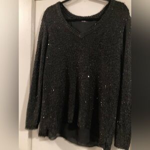 Apt. 9 black v-neck casino sweater with sequins XL